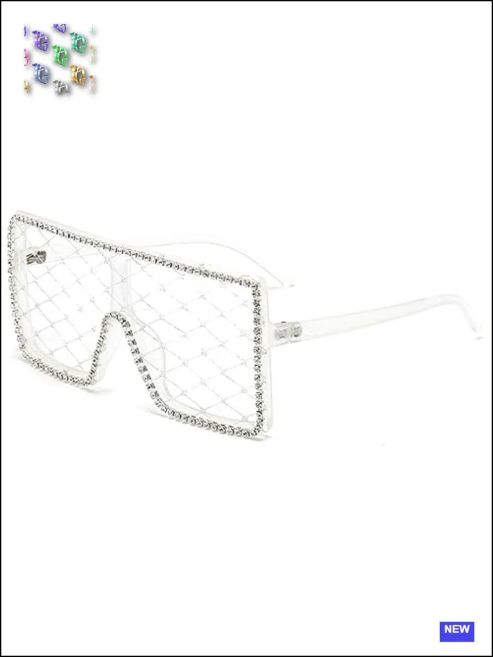 Oversized Rhinestone Bling Square Sunglasses for Women Lace Lens Party Eyewear